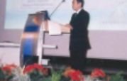 Dr. Yoshihiro Watanabe, CEO of Toyo Seiko during his paper "Effect of the Ultrasonic Shot Peening on Fatigue Strength of High Strength Steel". Dr. Watanabe was also chairperson for the session  3 "Surface Layer Properties". 