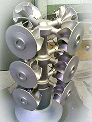 Turbine wheels blasted with Graninox CrH (high chrome grit)