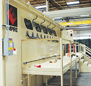 Figure 3: Five work stations, plus rotation, provide easy operator access to weld seams on the entire part