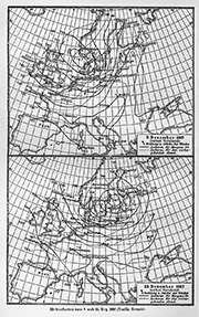 A weather map of Europe in 1887
