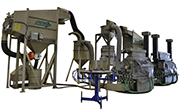Engineered shot peening and finishing cabinet with multiple nozzles, vibratory separation, and media-add system