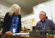 Sam Abston works with Beth Matlock in the TEC-USA Materials Testing laboratory to confirm UIT effects for a customer
