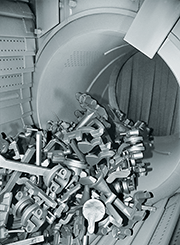 Castings inside a CT blast machine