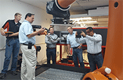 Laser peening equipment demonstration at LSPT′s facility