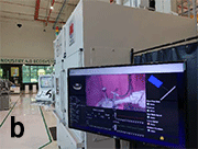 Digital touch screen dashboard (a) different shot peening cells in the shop floor and (b) visualisation of the real-time shot-peening process
