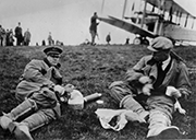 Brown and Alcock having lunch before their record flight