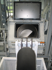 View of the drum through open loading door