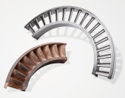 A 3D printed blisk segment before (left) and after the “trowalizing” process