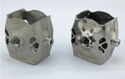 A 3D printed gimble frame before (left) and after the “trowalizing” process