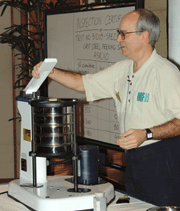 Official MFN Trainer Giovanni Gregorat during the "hands-on" sieve analysis