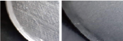 DSCC: Left- Side of die cooling hole before D-SCC process (Magnified x10). Right- Side of die cooling hole after D-SCC process (Magnified x10)