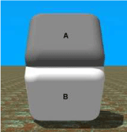 Picture 1: Colour and brightness of surfaces A and B are - the same!
