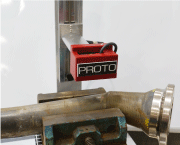 Figure 3. A component with a cylindrical weldment being scanned by the LP200