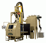 Aerospace cabinet with compact part handling equipment to fit space requirements for cleaning sensitive components