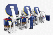 A production line with rotary vibrators, model CB 300