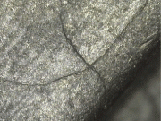Crack in an aerospace component after wet blasting