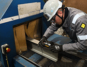 W Care expert using the WA Clean tool to measure surface cleanliness