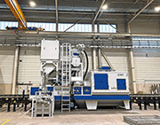 The customer chose the roller conveyor blast machine, painted in the customer’s corporate colors, because of the innovative blast turbines, numerous technical features, excellent performance, and superior quality