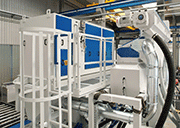 A platform allows easy access to all areas of the RRB 22/5 that need regular maintenance. Placing the dust collector on top of the blast machine saved valuable manufacturing space