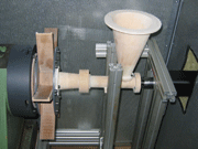 Fig. 6: Prototype of a centrifugal wheel blasting system for the mechanical 
acceleration of dry ice pellets