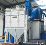 Filter system for blasting machine: Cartridges can be replaced outside the filter in a clean environment