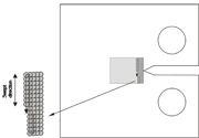 Figure 2: Dimensions (in mm and not at scale) for the compact tension specimen used in the fatigue crack growth tests and the LSP application spot.