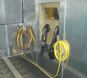 Optional glove box added to blast room wall enhances flexibility and user-friendliness of blast room investment